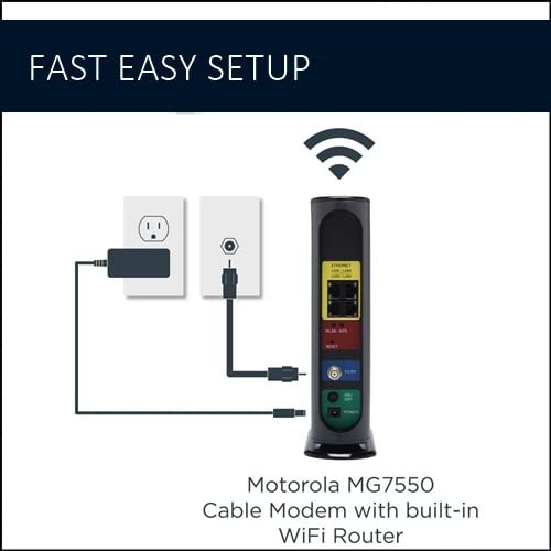 Motorola Mg7550   Modem With Built In Wifi | Approved For Comcast Xfinity, Cox, Spectrum | For Plans Up To 300 Mbps | Docsis 3.0